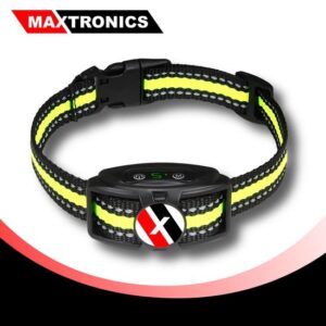 MAXTRONICS™ Premium Anti-blafband - Waterproof en Verstelbaar - Oplaadbaar - Vibratie en geluid - Zonder Schok - Diervriendelijk - Inclusief 2 bandjes - Geel-Blauw