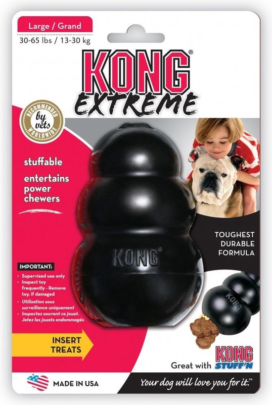 Kong Extreme - Kauwbot Hondenspeelgoed Large - Kauwspeelgoed - 101mm x 69mm x 77mm - Zwart