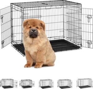 relaxdays hondenbench - draadkooi - opvouwbaar - stevig - staal - reisbench - transportbox 107 cm