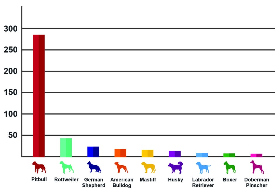 Grafiek van Honden Aanvallen Statistieken per ras