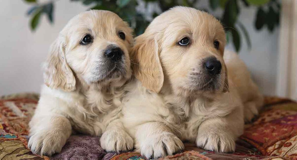 twee golden retriever pups