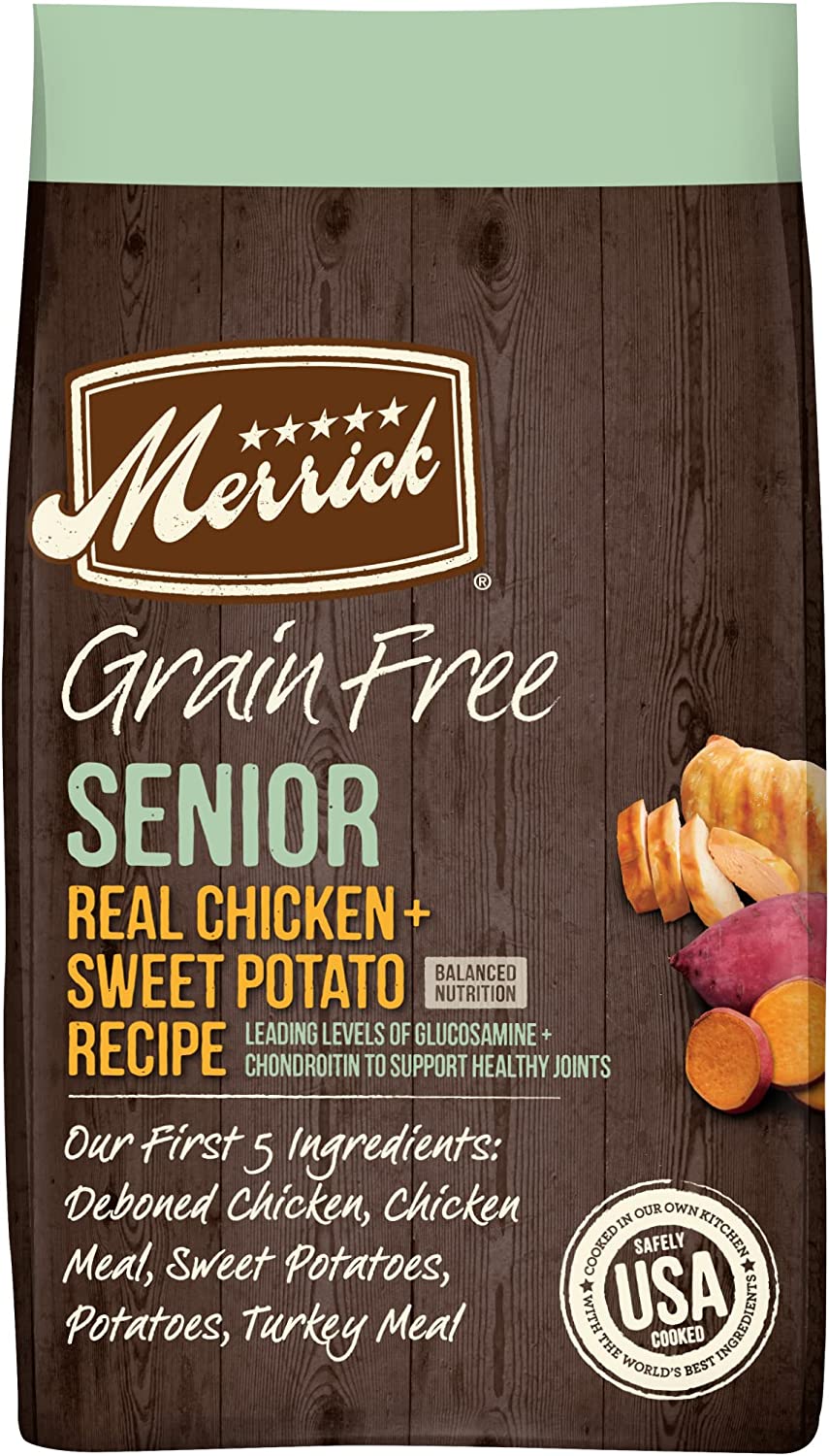 Merrick Grain Free Senior Dog Food, Echte Kip &Zoete Aardappel Recept