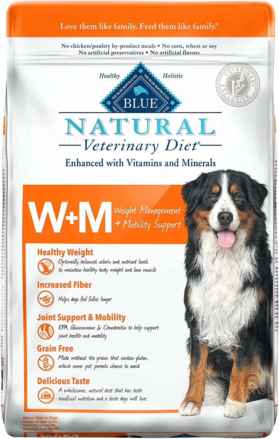 Blue Buffalo Natural Veterinary Diet Weight Management + Mobiliteit Ondersteuning Droog Hondenvoer