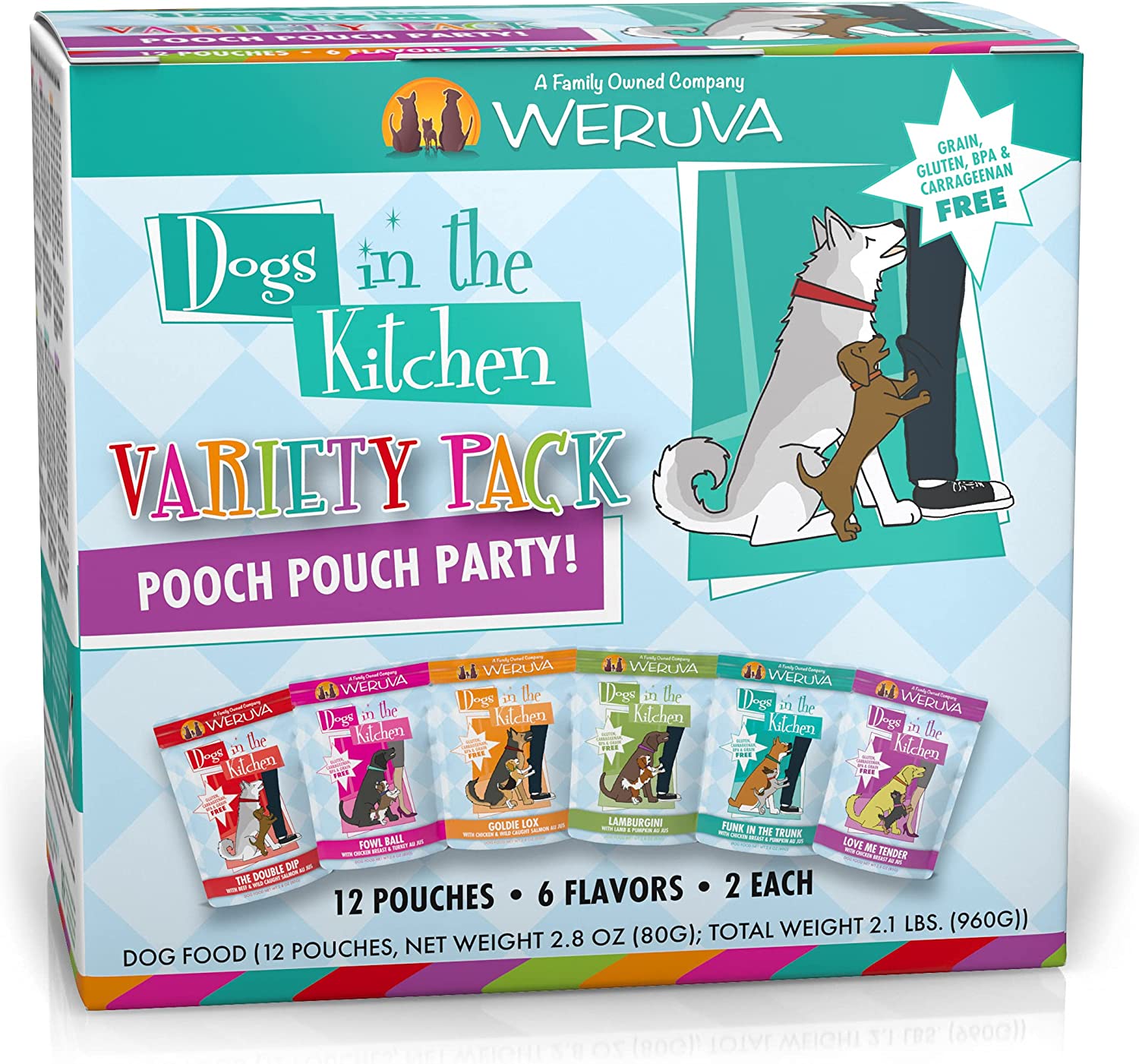 Weruva Honden in de Keuken Pooch Pouch Party! Variëteit Pack Hondenvoer