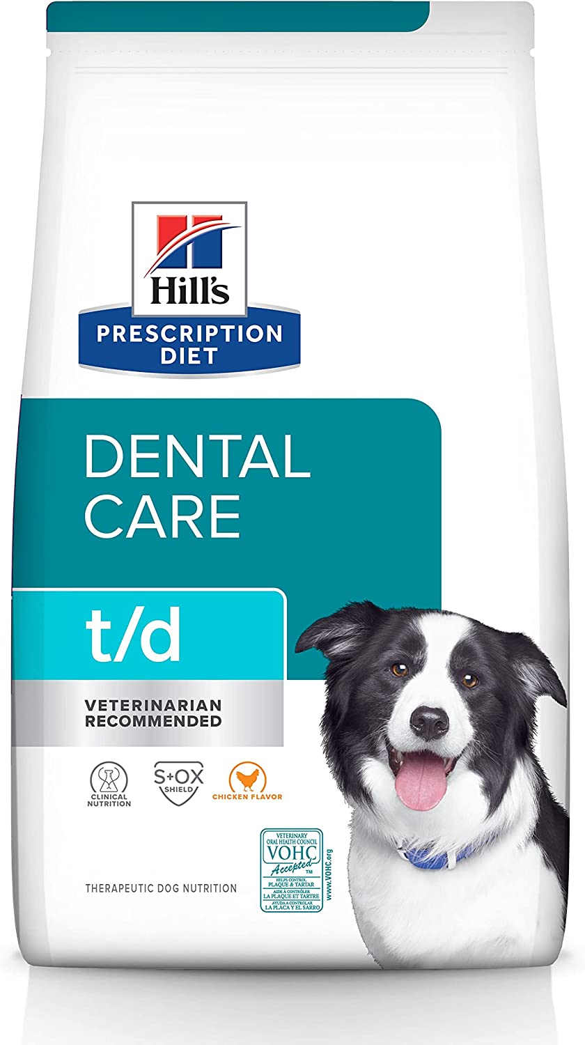 Hill's Prescription Diet t / d Dental Care Chicken Flavor Droog hondenvoer, veterinair dieet, 5 lb. Zak (verpakking kan variëren)