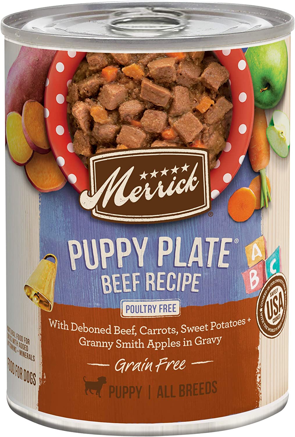 Merrick Grain Free Wet Puppy Food Puppy Plate Beef Recept - 12.7 Ounce (Pack van 12)